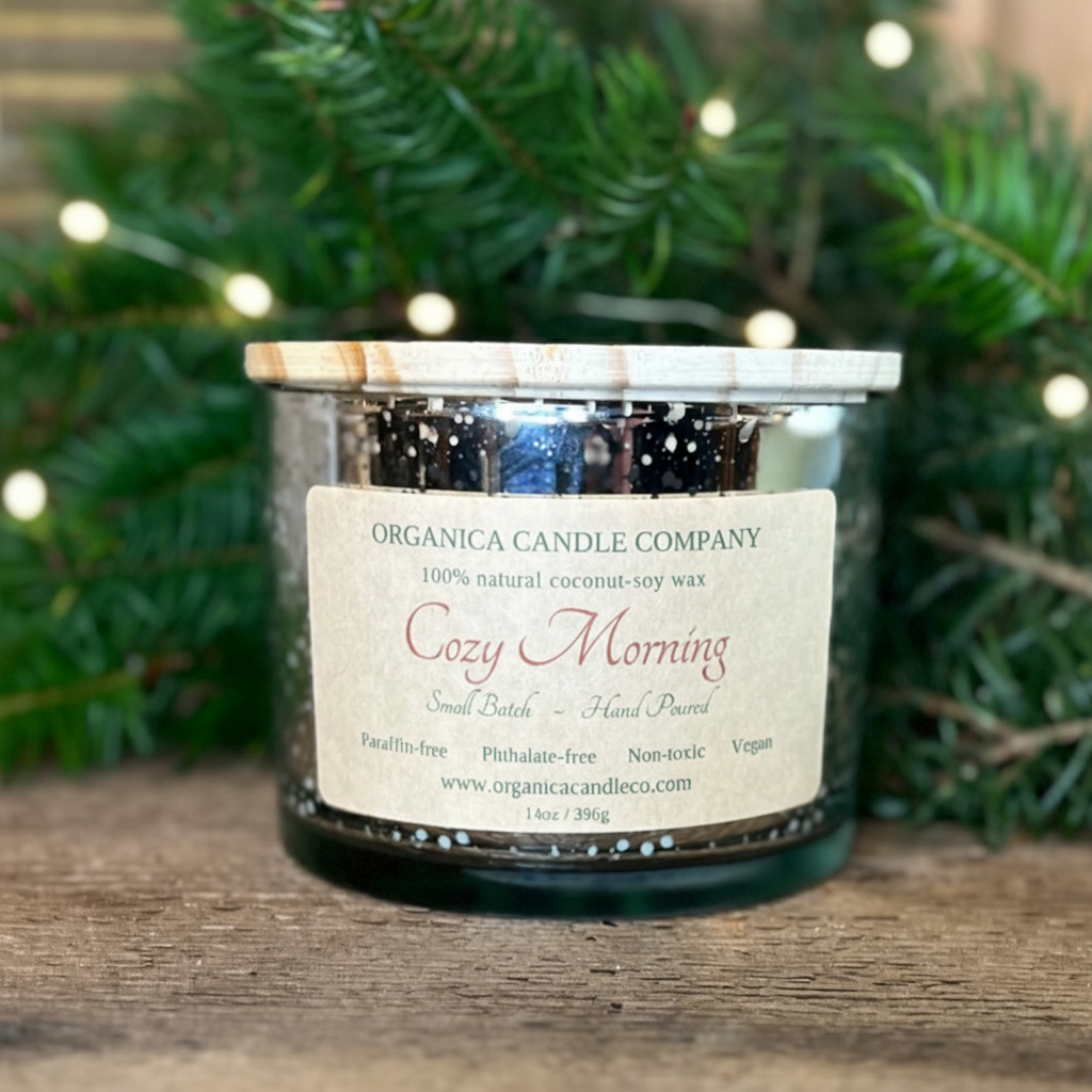 Cozy Morning - 14 oz Mercury Glass -Triple Wick & Lid