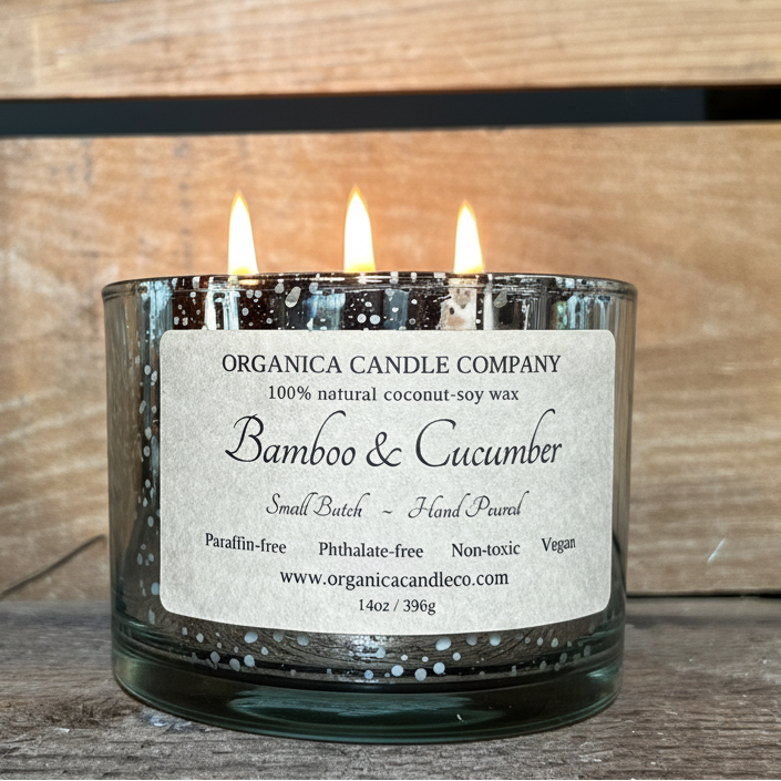 Bamboo Cucumber - Mercury W/Wooden lid & Triple Wick 14 oz