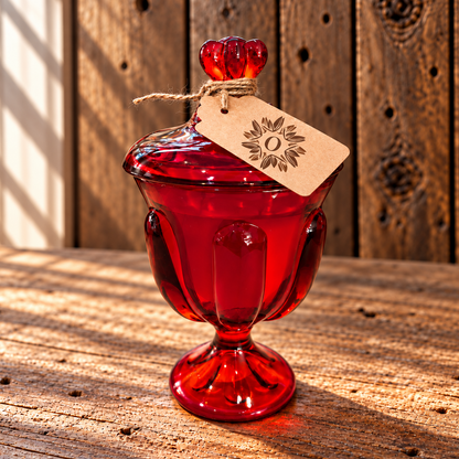 Vintage Ruby Red Viking Glass Candle | Fig & Bergamot | 9oz