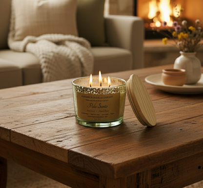 Palo Santo - Mercury Glass  w/ Triple Wick & Wood Lid - 14 oz