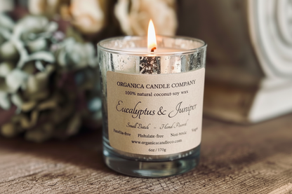 Eucalyptus & Juniper - Mercury Glass & Wood Lid -6 oz