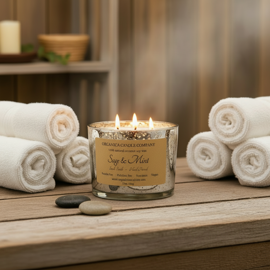 Sage & Mint - Mercury Glass w/ Triple Wick & Lid - 14 oz