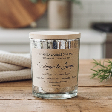 Eucalyptus & Juniper - Mercury Glass & Wood Lid -6 oz