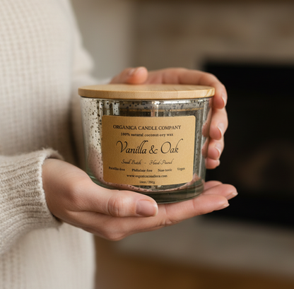 Vanilla & Oak - Mercury Glass w/ Triple Wick & Lid - 14 oz