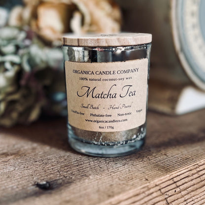 Matcha Tea - Mercury Glass & Wood Lid - 6 oz