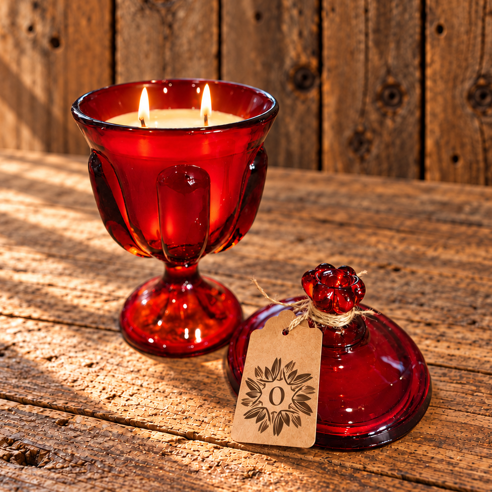 Vintage Ruby Red Viking Glass Candle | Fig & Bergamot | 9oz