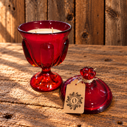 Vintage Ruby Red Viking Glass Candle | Fig & Bergamot | 9oz
