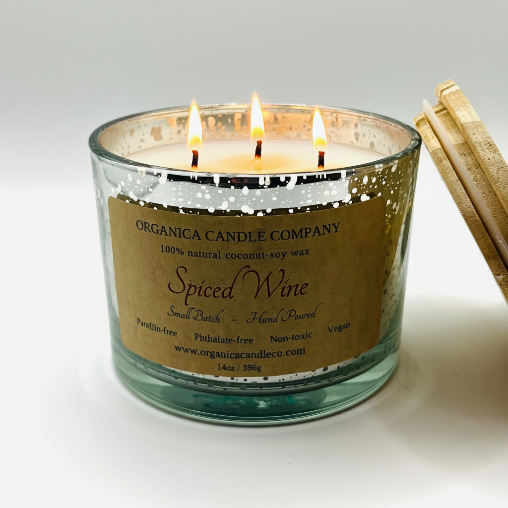 Spiced Wine- 14 oz Mercury Glass - Triple Wick & Lid