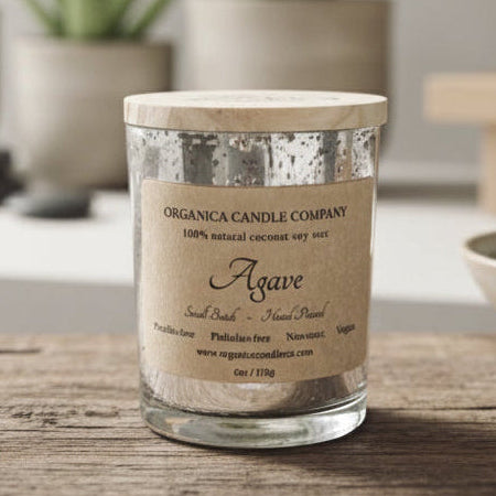 Agave - Mercury Glass & Wood Lid - 6 oz