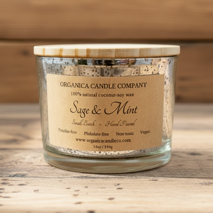 Sage & Mint - Mercury Glass w/ Triple Wick & Lid - 14 oz