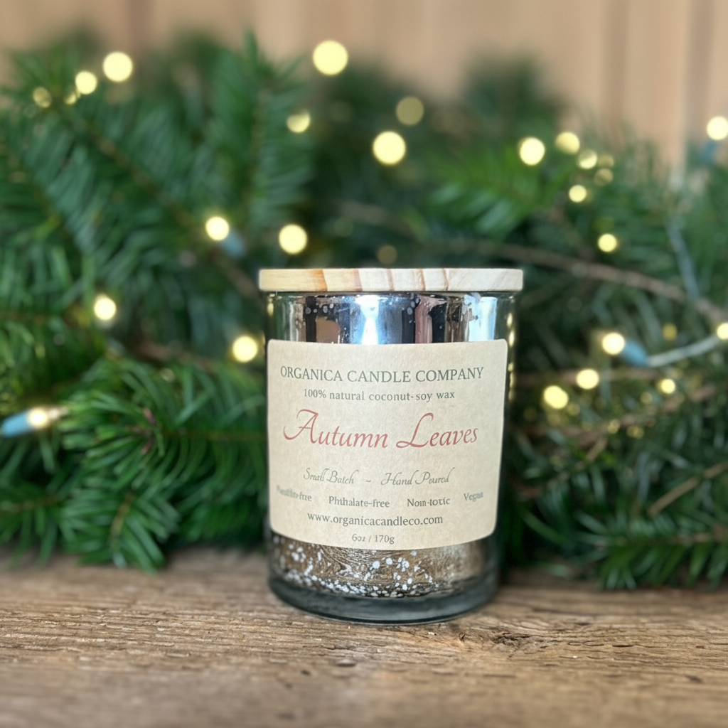 Autumn Leaves - 6 oz Mercury Glass with Lid