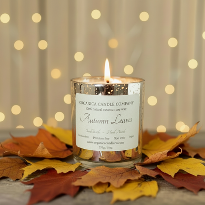 Autumn Leaves - 6 oz Mercury Glass with Lid