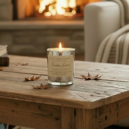 Autumn Leaves - 6 oz Mercury Glass with Lid