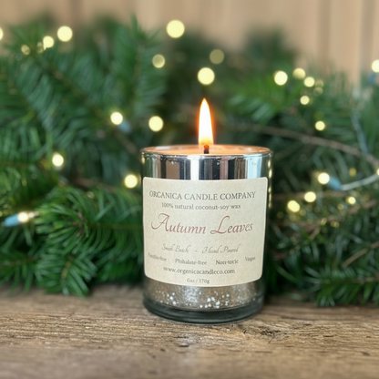 Autumn Leaves - 6 oz Mercury Glass with Lid