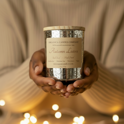 Autumn Leaves - 6 oz Mercury Glass with Lid