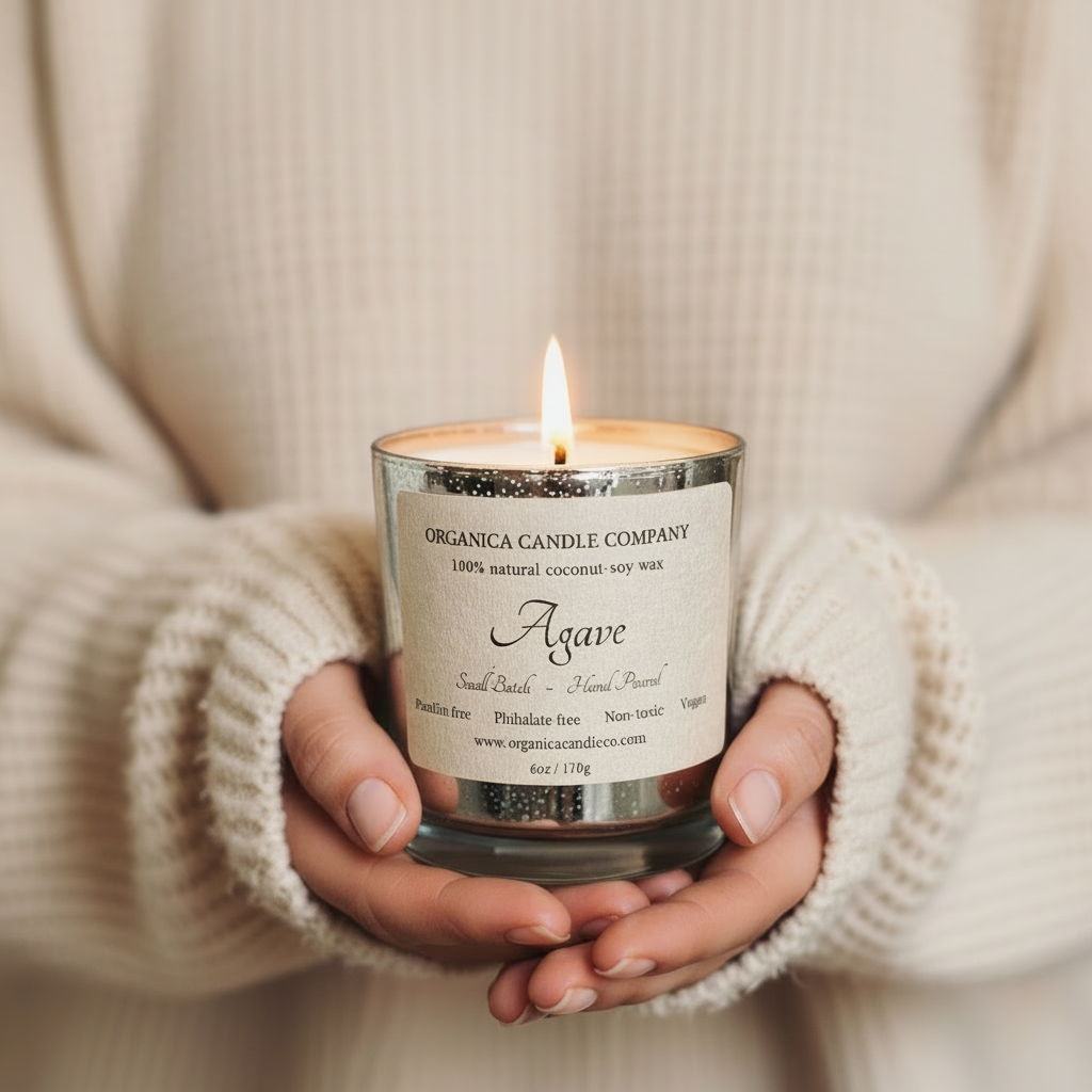 Agave - Mercury Glass & Wood Lid - 6 oz