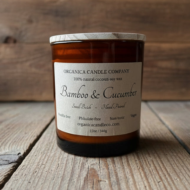 Bamboo & Cucumber - Apothecary w/ Double Wick & Lid - 12 oz