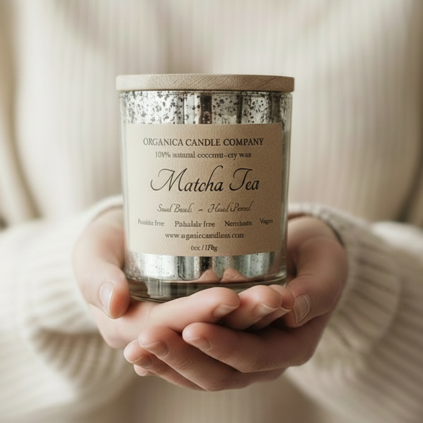 Matcha Tea - Mercury Glass & Wood Lid - 6 oz