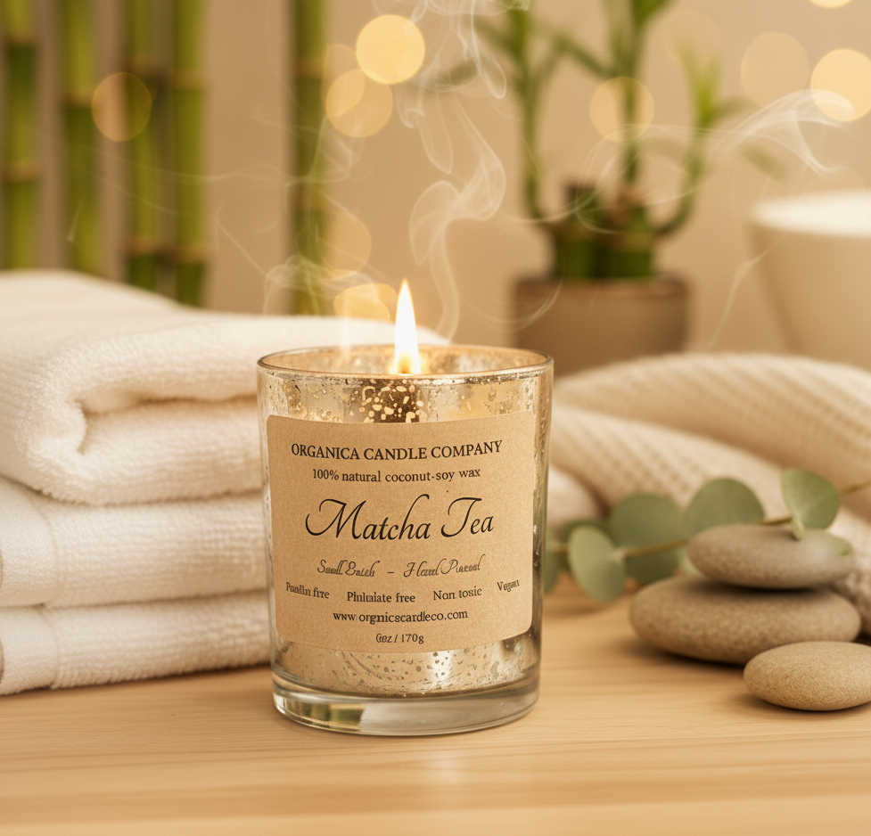 Matcha Tea - Mercury Glass & Wood Lid - 6 oz