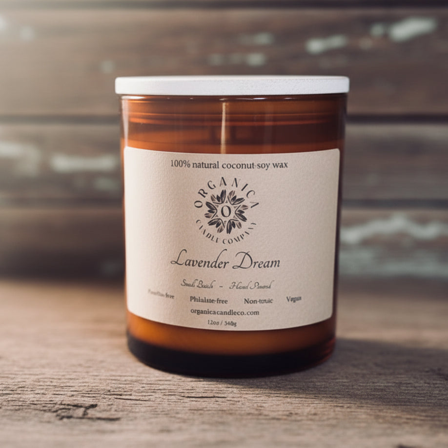 Lavender Dream - Apothecary Glass w/ Double Wick & Wood Lid - 12 oz