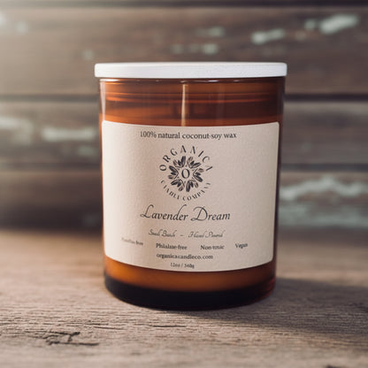 Lavender Dream - Apothecary Glass w/ Double Wick & Wood Lid - 12 oz