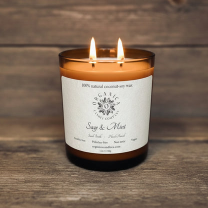 Sage & Mint - Apothecary Glass w/ Double Wick & Lid - 12 oz