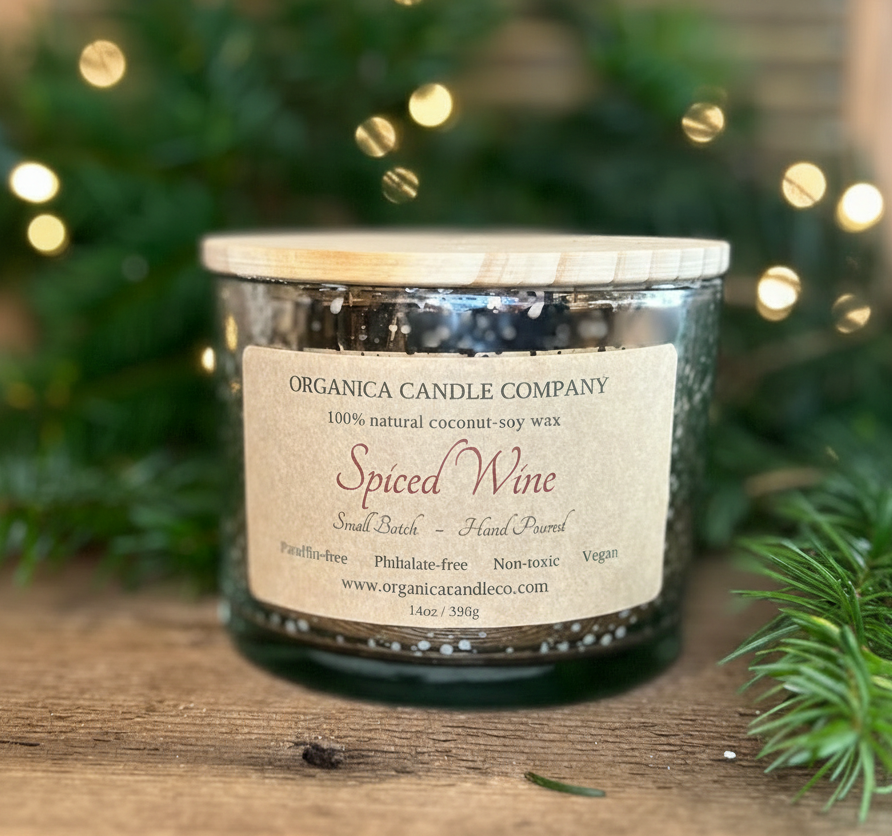 Spiced Wine- 14 oz Mercury Glass - Triple Wick & Lid