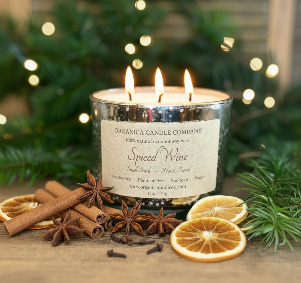 Spiced Wine- 14 oz Mercury Glass - Triple Wick & Lid