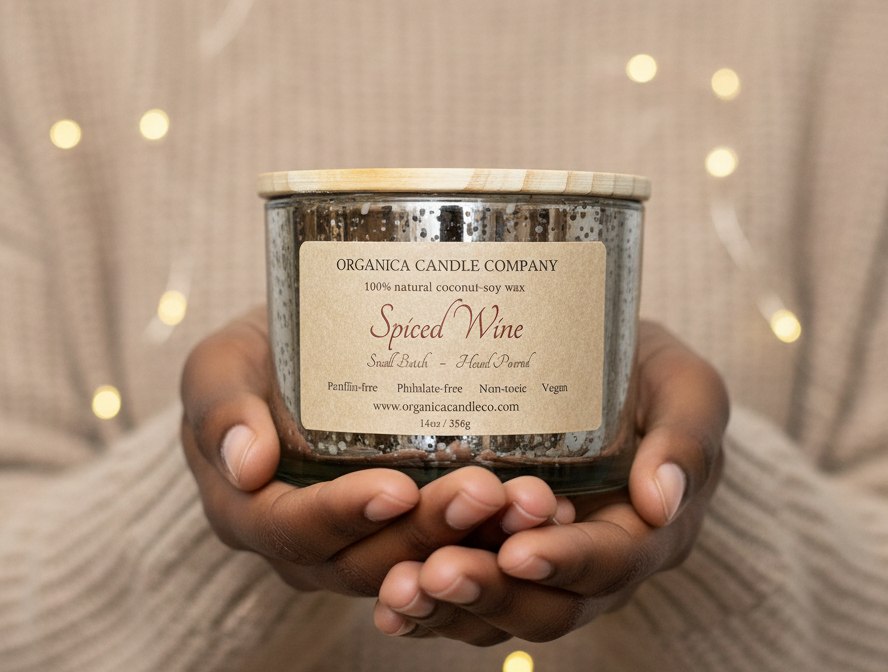 Spiced Wine- 14 oz Mercury Glass - Triple Wick & Lid