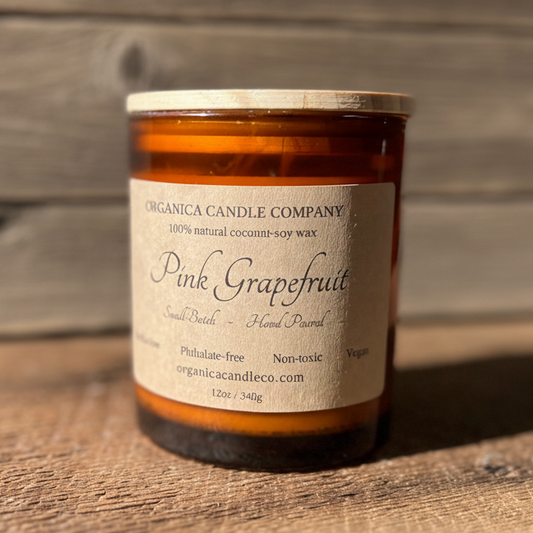Pink Grapefruit - Apothecary Jar w/ Double Wick & Lid - 12 oz
