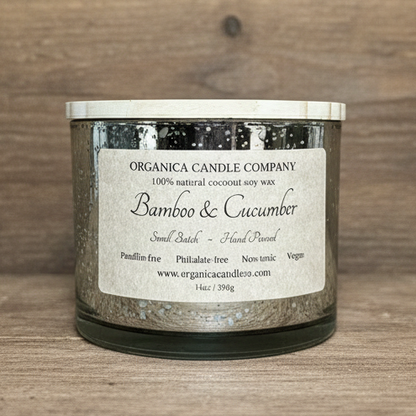 Bamboo Cucumber - Mercury W/Wooden lid & Triple Wick 14 oz