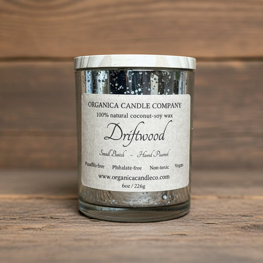 Driftwood - Mercury Glass & Wood Lid -6 oz