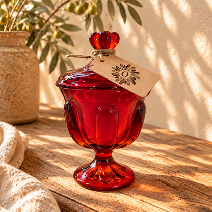 Vintage Ruby Red Viking Glass Candle | Fig & Bergamot | 9oz
